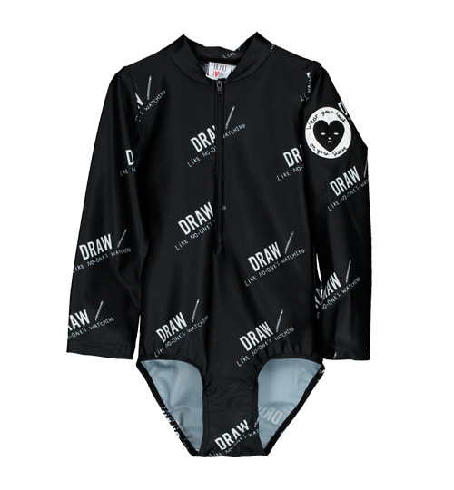 [BEAU LOVES]Zip Front Swimsuit - Black
