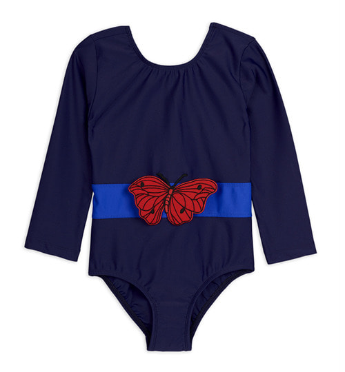 [MINI RODINI]Butterfly LS Swimsuit - Navy