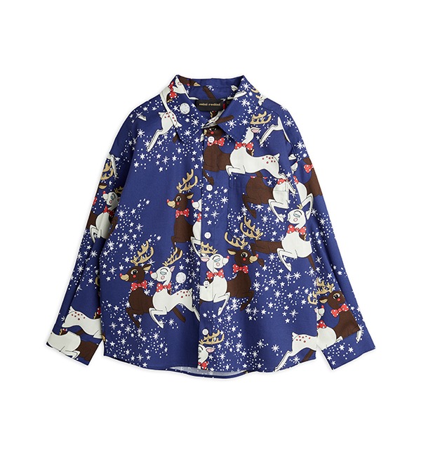[MINI RODINI]Reindeer Woven Shirt - 2212016060