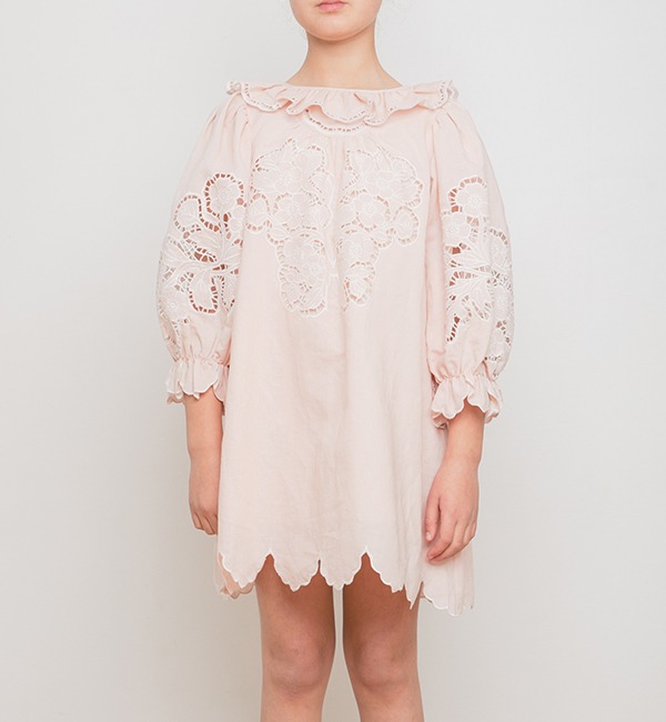 [PETITE AMALIE]Linen Cut Out Dress - Pink