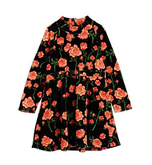 [MINI RODINI]Roses Velour Dress - 2275011299