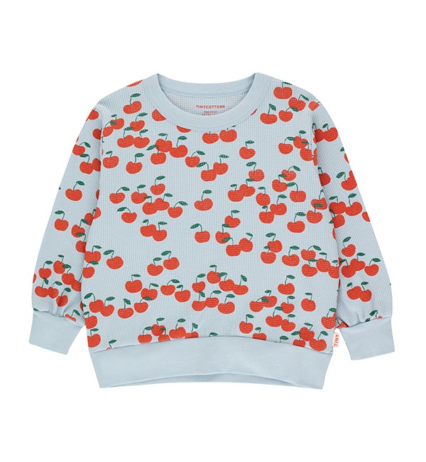[TINYCOTTONS]Cherries Sweatshirt - Washed Blue/Summer Red