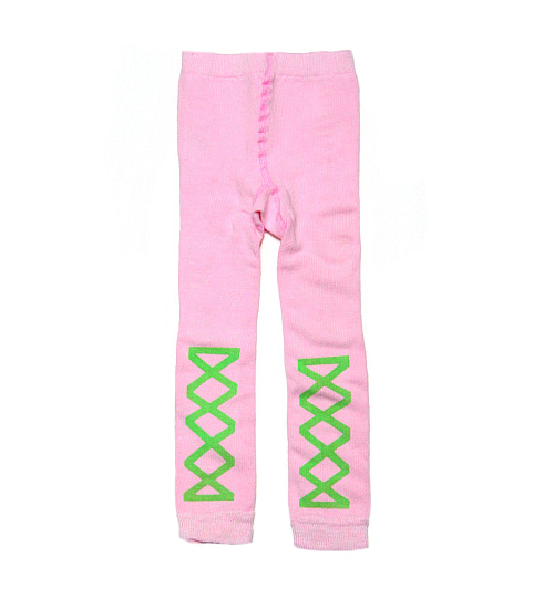 [WOVENPLAY]Ribbon Leggings - Green on Pink