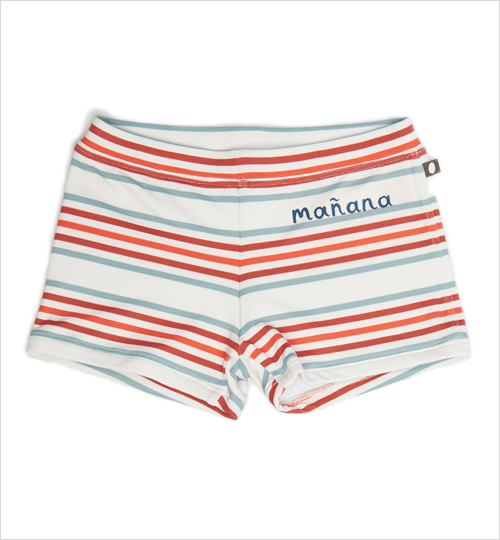 [OEUF]Swim Trunks - White/Multi Stripes
