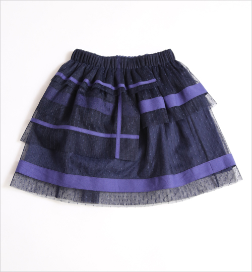 [TIA CIBANI]Multi Tiered Ribbon Skirt - Indigo