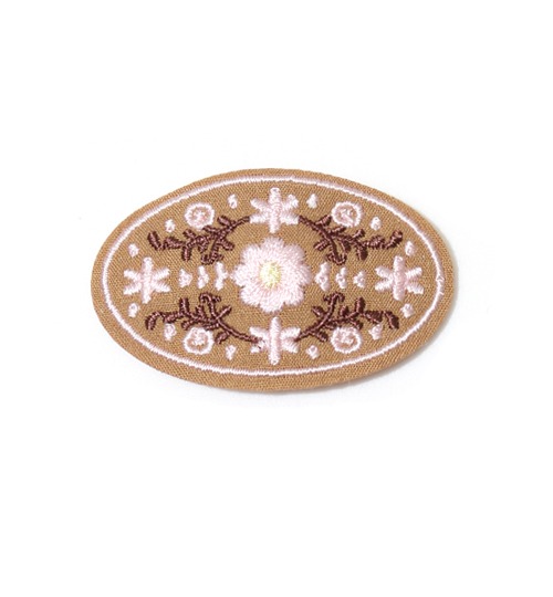 [PONPONIA]Flowery Embroiderd Hair Clip - Light Taupe