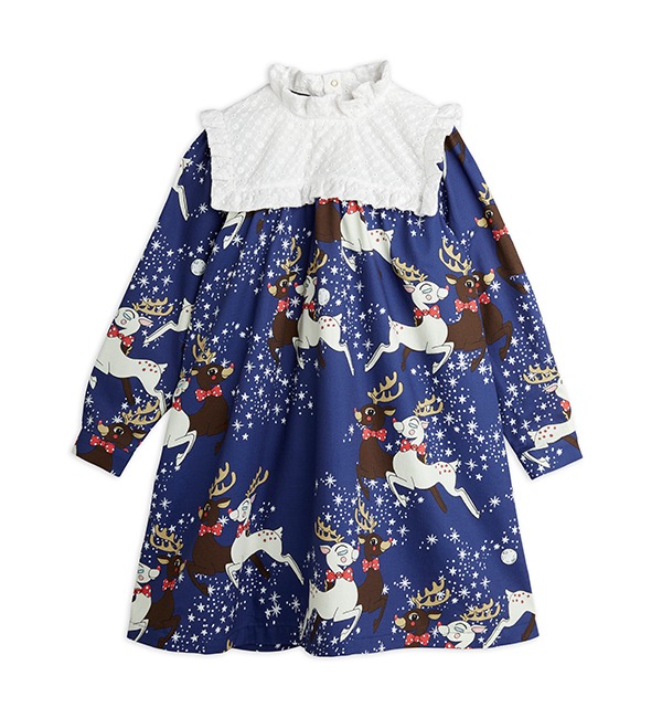 [MINI RODINI]Reindeer Woven LS Dress - 2215012560