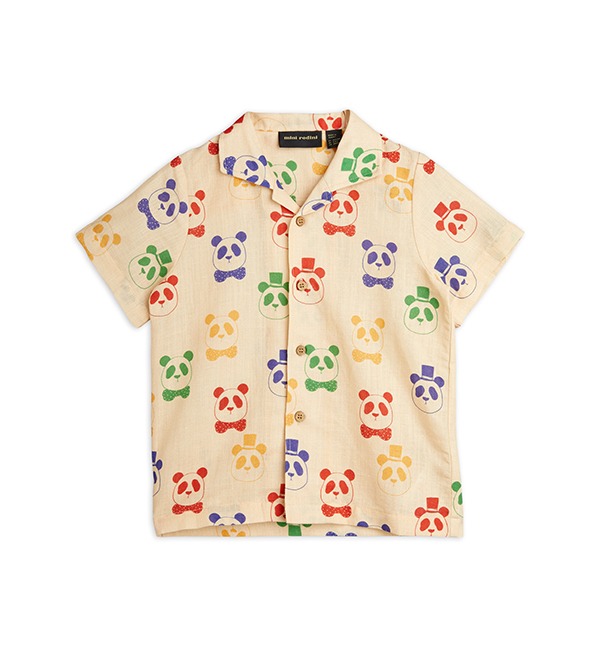 [MINI RODINI]Panda Woven Ss Shirt - 2222010113