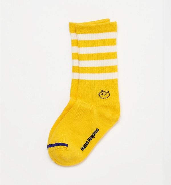 [MAISON MANGOSTAN]Stripes Logo Socks - Yellow
