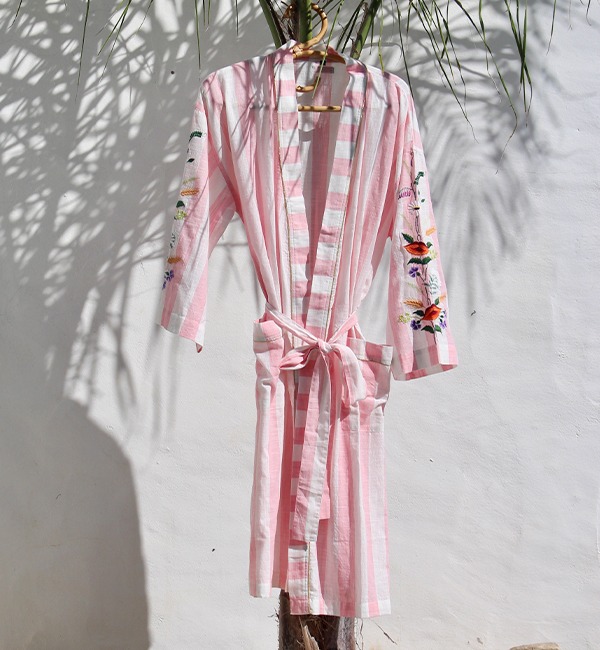 [BONJOUR]Kimono - Pink Stripe