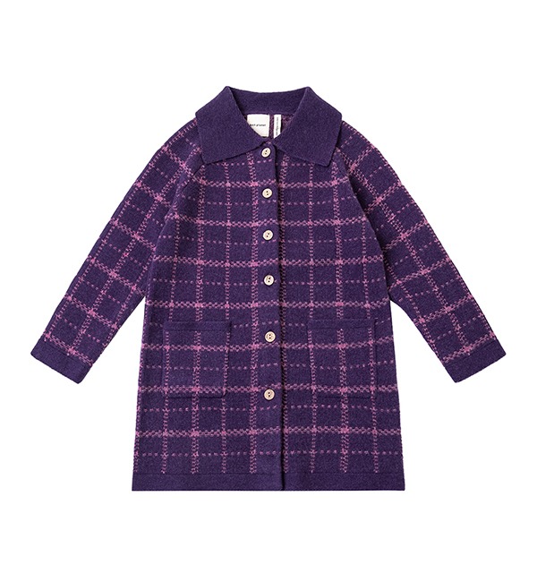 [KNIT PLANET]Checkered Jacket - Pansy