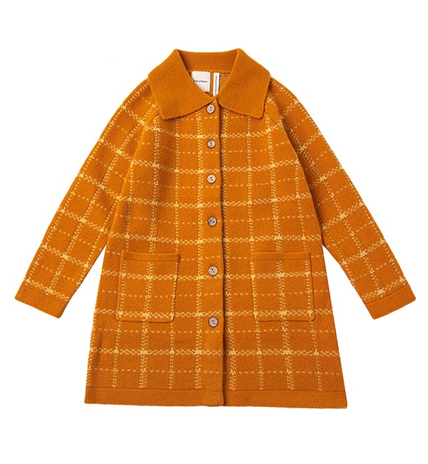[KNIT PLANET]Checkered Jacket - Pumpkin