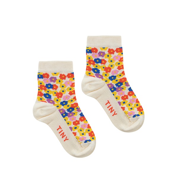 [TINYCOTTONS]Flower Quarter Socks - Light Cream