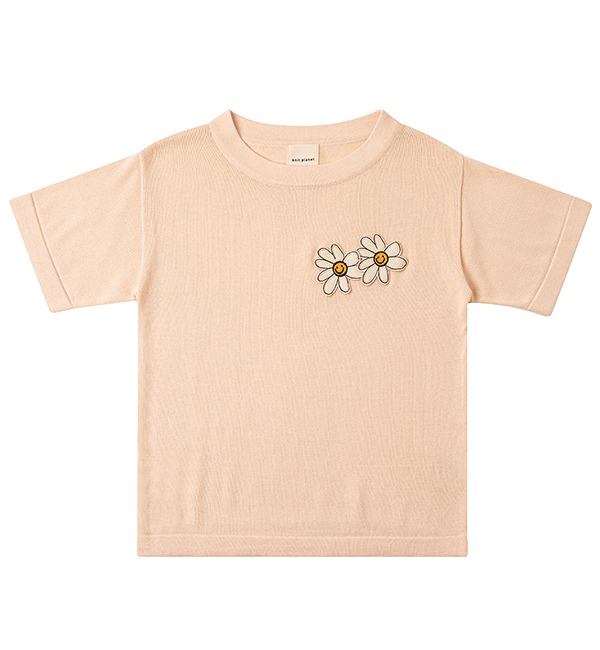 [KNIT PLANET]Floret T-shirt - Cream