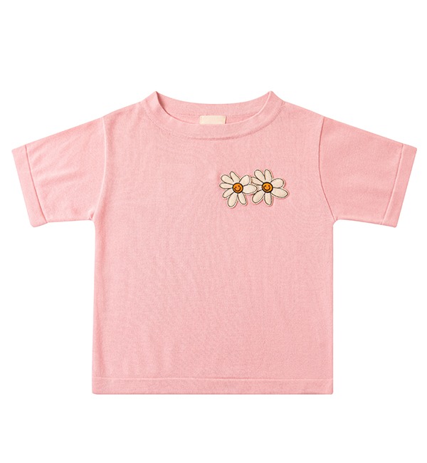 [KNIT PLANET]Floret T-shirt - Pink