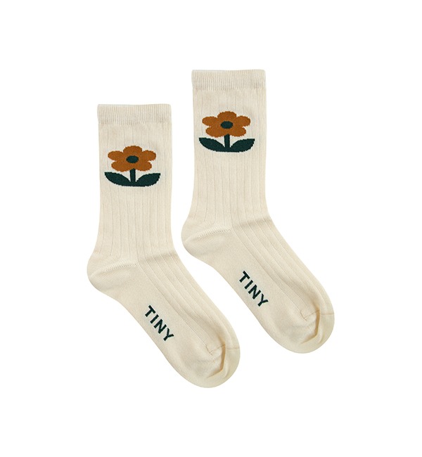 [TINYCOTTONS]Flower Socks - Light Cream