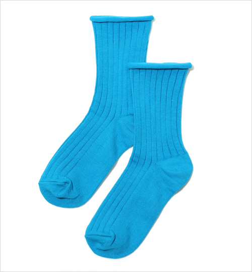 [SHOP# SOCKS]Rib Basic Socks - Cerulean